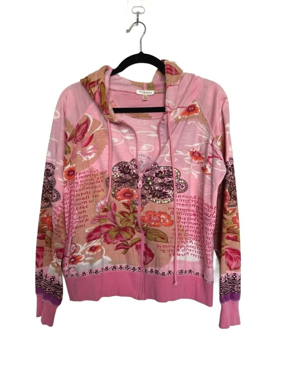 Vintage Y2K RomnticGrunge Graphic Embellished Hoodie